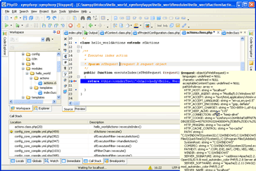 PHP Editor Symfony debugging